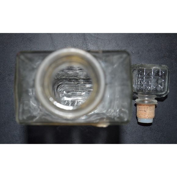 Vintage Old Taylor Bourbon Heavy Cut Glass Decanter w/ Cork Stopper 11.25" Tall - Picture 7 of 9